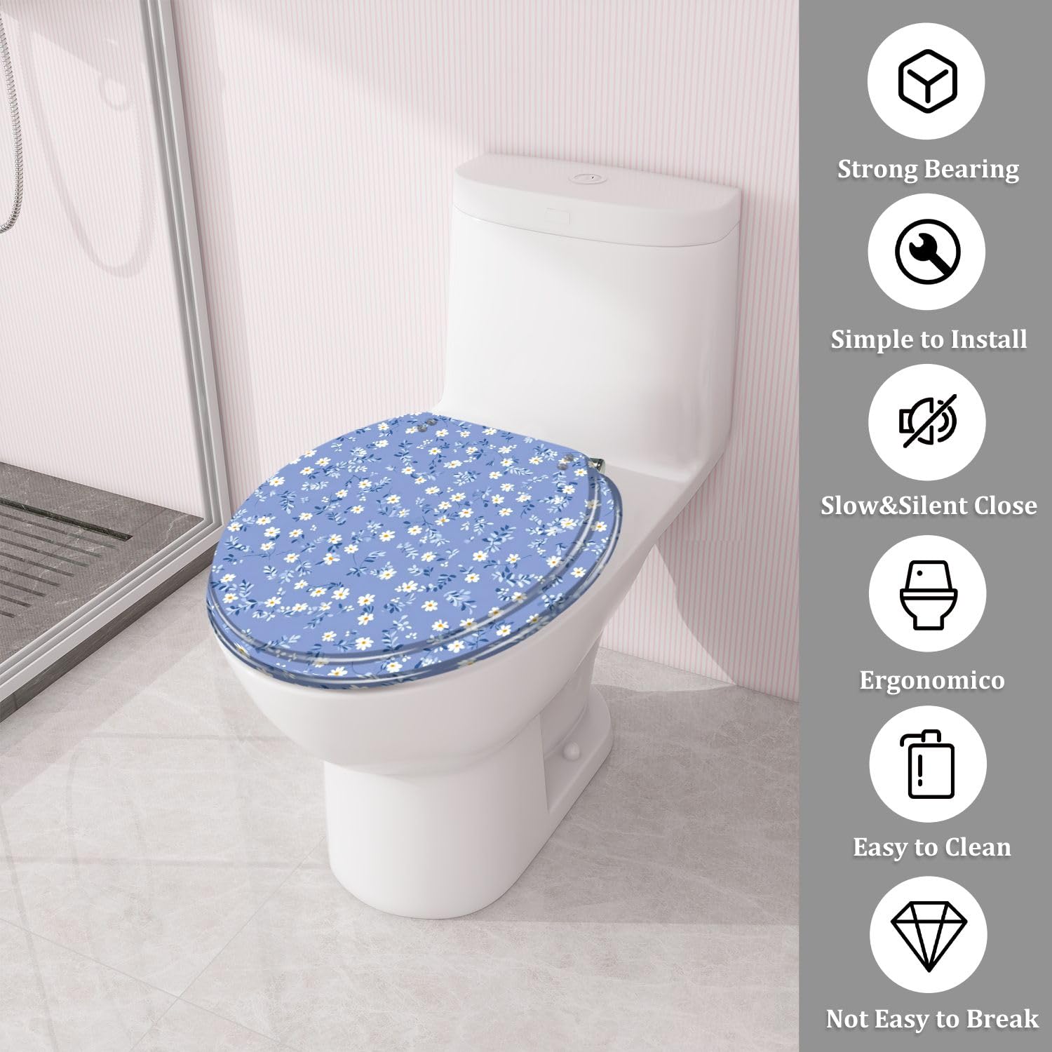 Asiento de inodoro redondo genérico de resina para baño
