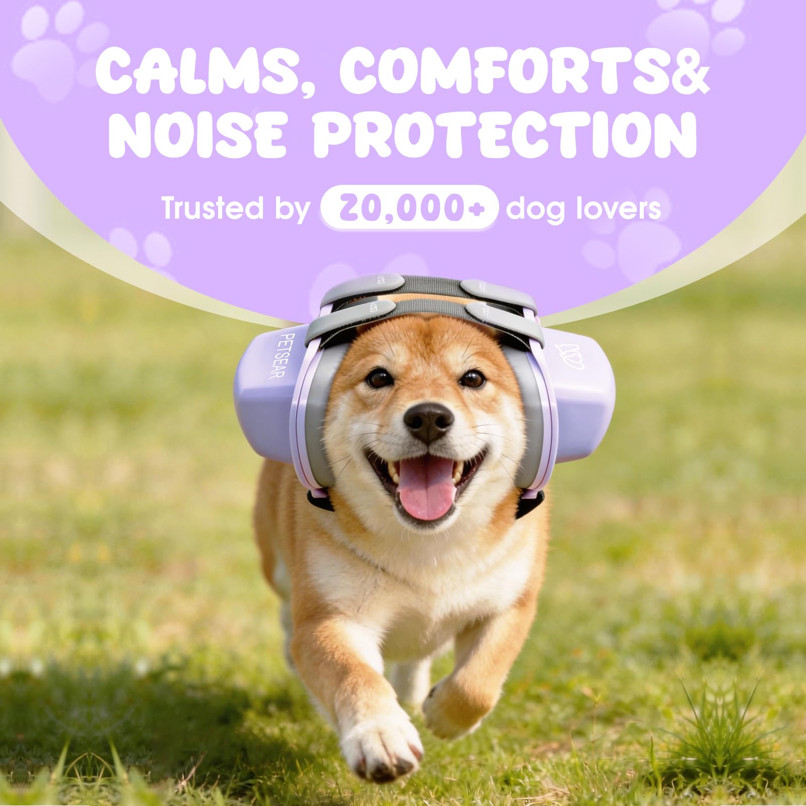 PETSEAR - Orejeras para perro, protección contra el ruido para fuegos artificiales, trueno, avión, auriculares con cancelación de ruido NRR de 29 dB, espuma de poliuretano suave y material ABS
