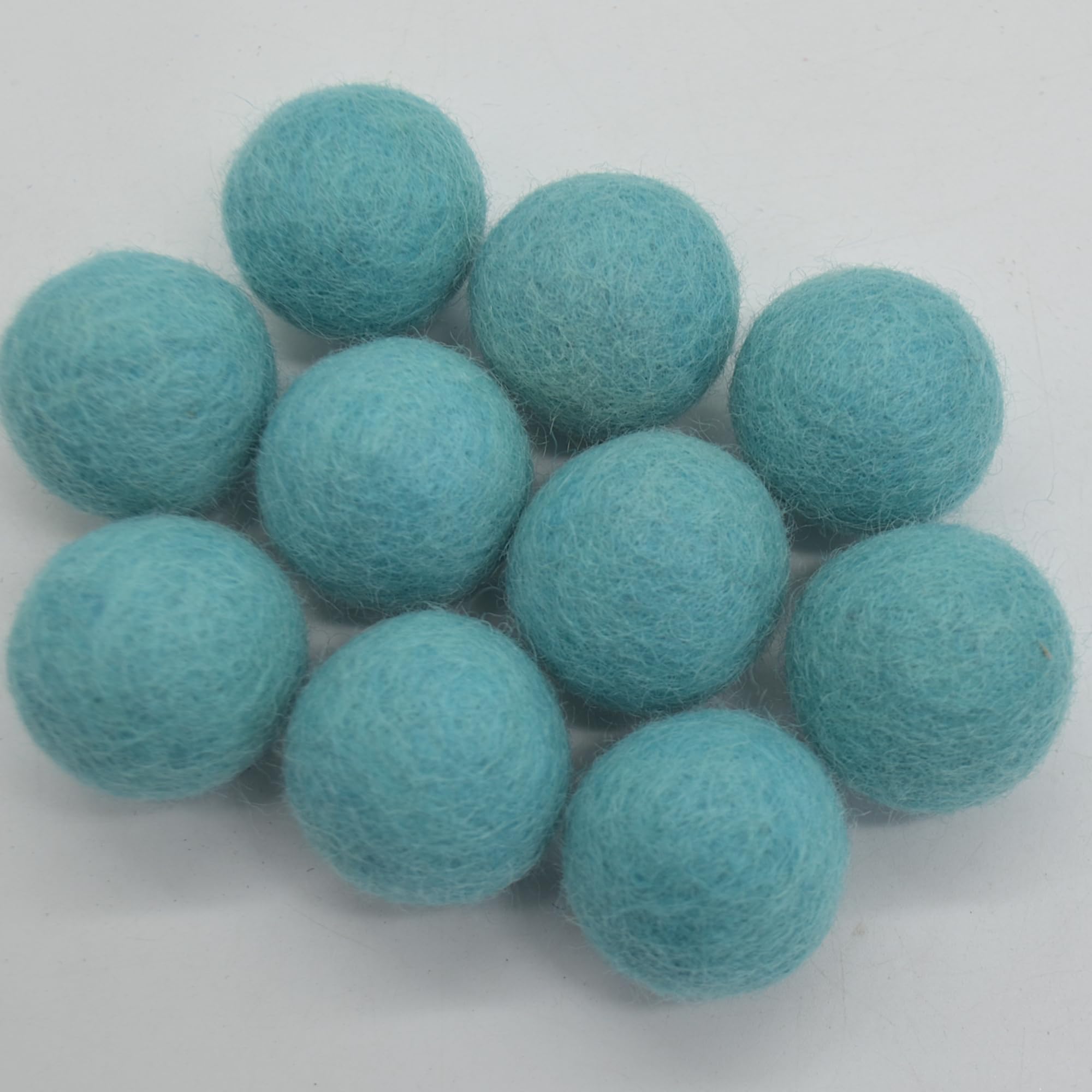 Oriental Direct Turquoise Blue 100% Wool Felt Balls - 10 Count - 3Cm