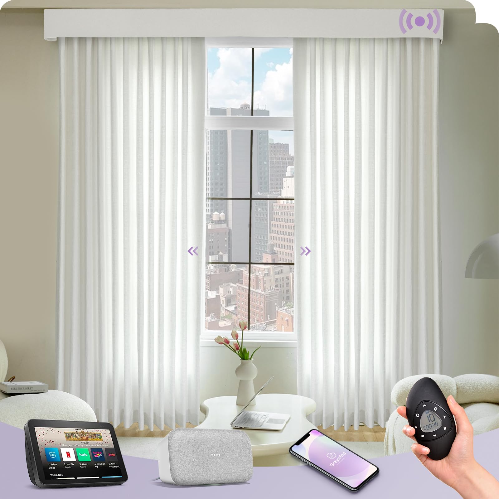 Amazon.com: Graywind Rechargeable Smart Curtains Compatible with