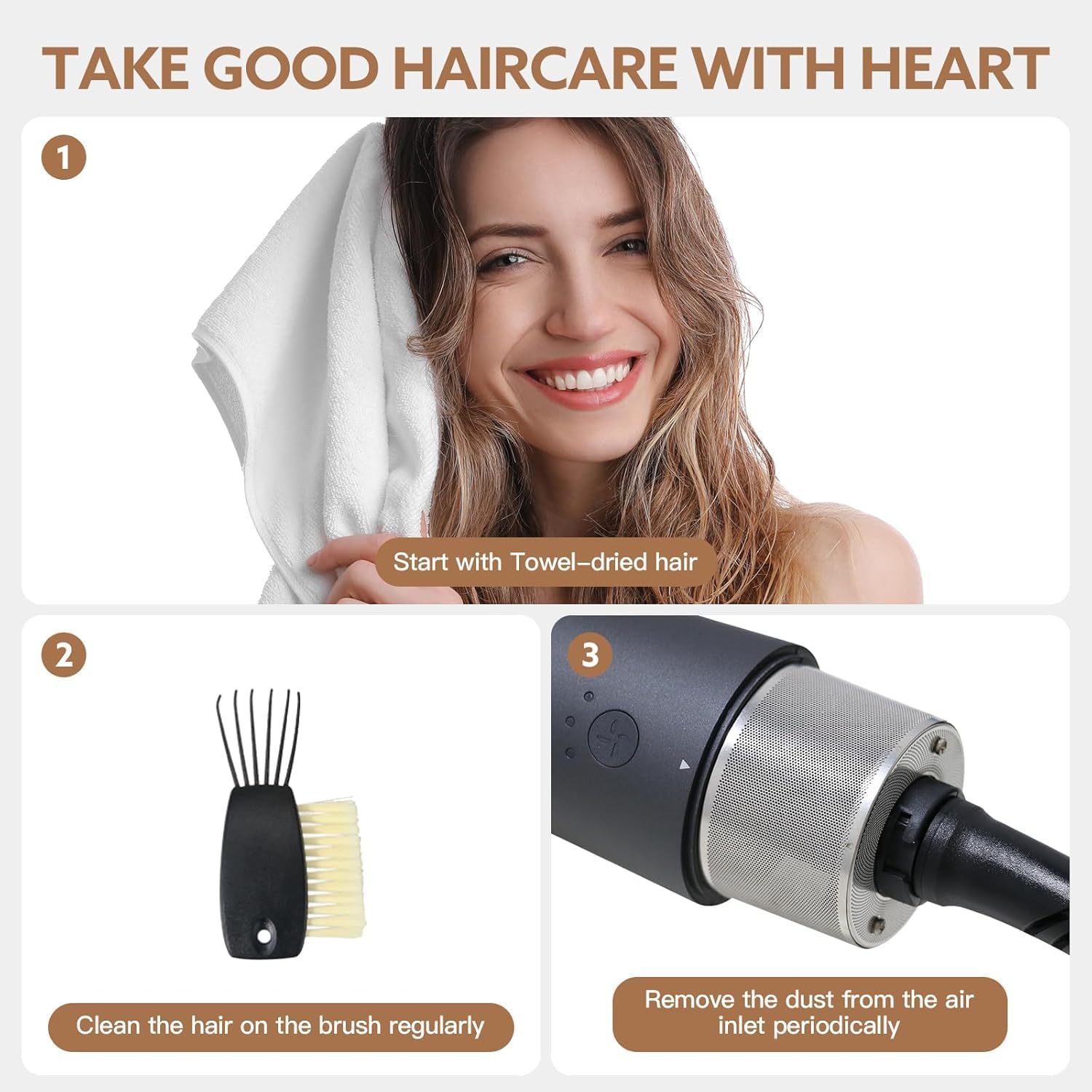 2-in-1 Blow Dryer Brush & Hair Straightener, Ionic & Ceramic Thermal Brush with Adjustable Heat & Cool Shot, 110000 RPM Motor High-Speed Motor for Frizz-Free, Smooth & Voluminous Hair, Gray