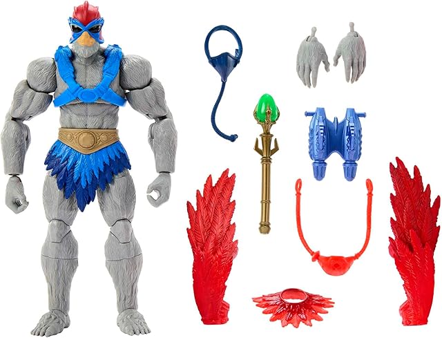 Masters of the Universe Masterverse Action Figure Stratos, Detailed Collectible Bird People Leader with Accessories, Articulated MOTU Toy Gift, HLB41