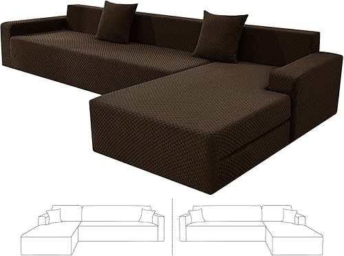 Miniatura 40 de ZNSAYOTX Fundas para Sofá Seccional, Fundas Elásticas de Jacquard con Parte Inferior Elástica para Sofá Seccional en Forma de L, Protector de Sofá
