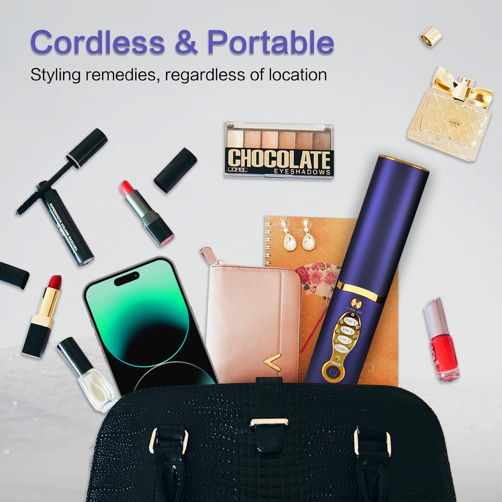 Piastra Capelli Senza Fili con Batteria 5000 mAh, Piastra e Ferro Arricciacapelli 2 in 1, 3D Titanio, Mini Piastra Portatile da Viaggio con Copertura Antiscottatura, Riscaldamento Rapido