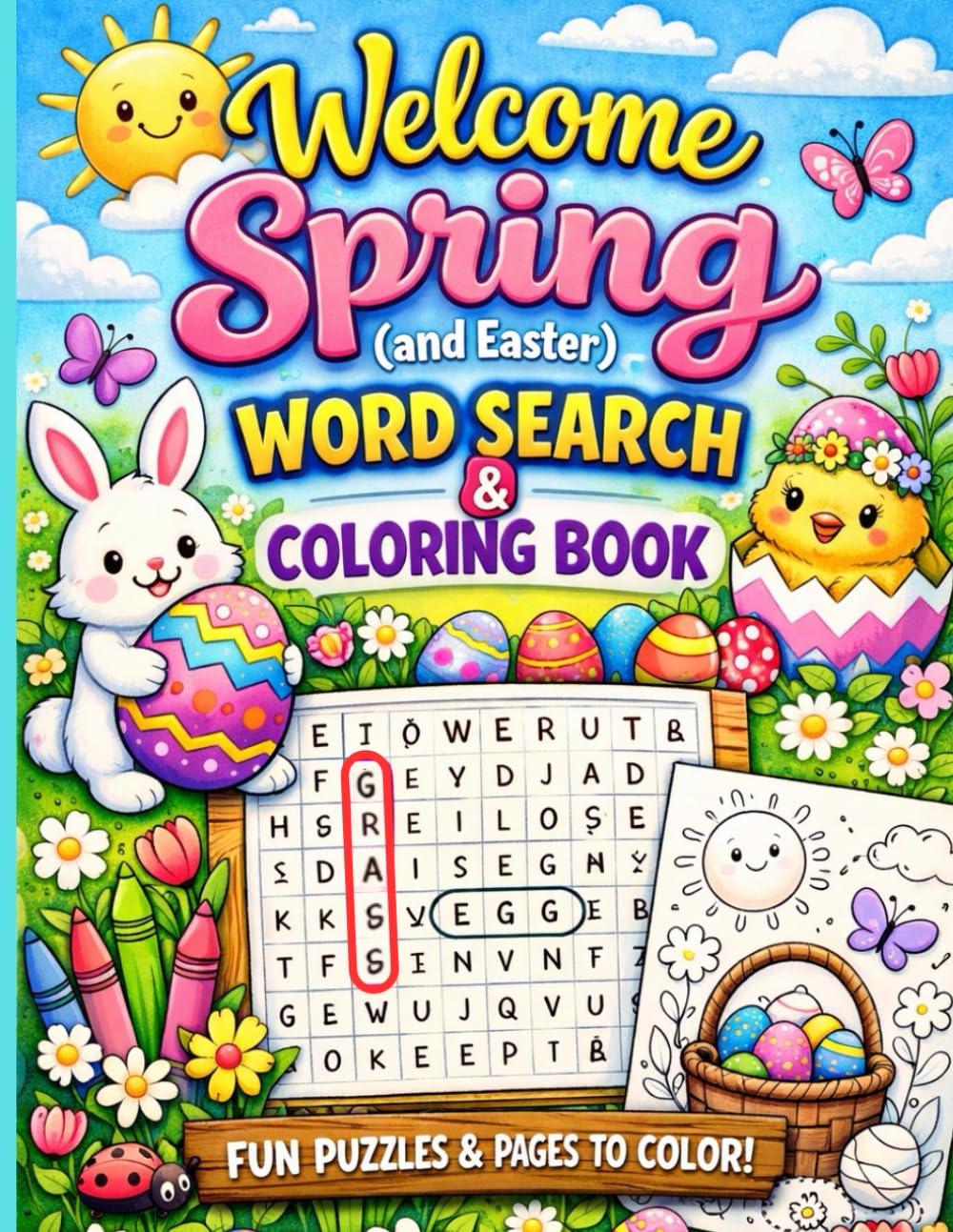 Welcome Spring (and Easter) Word Search and Coloring Book