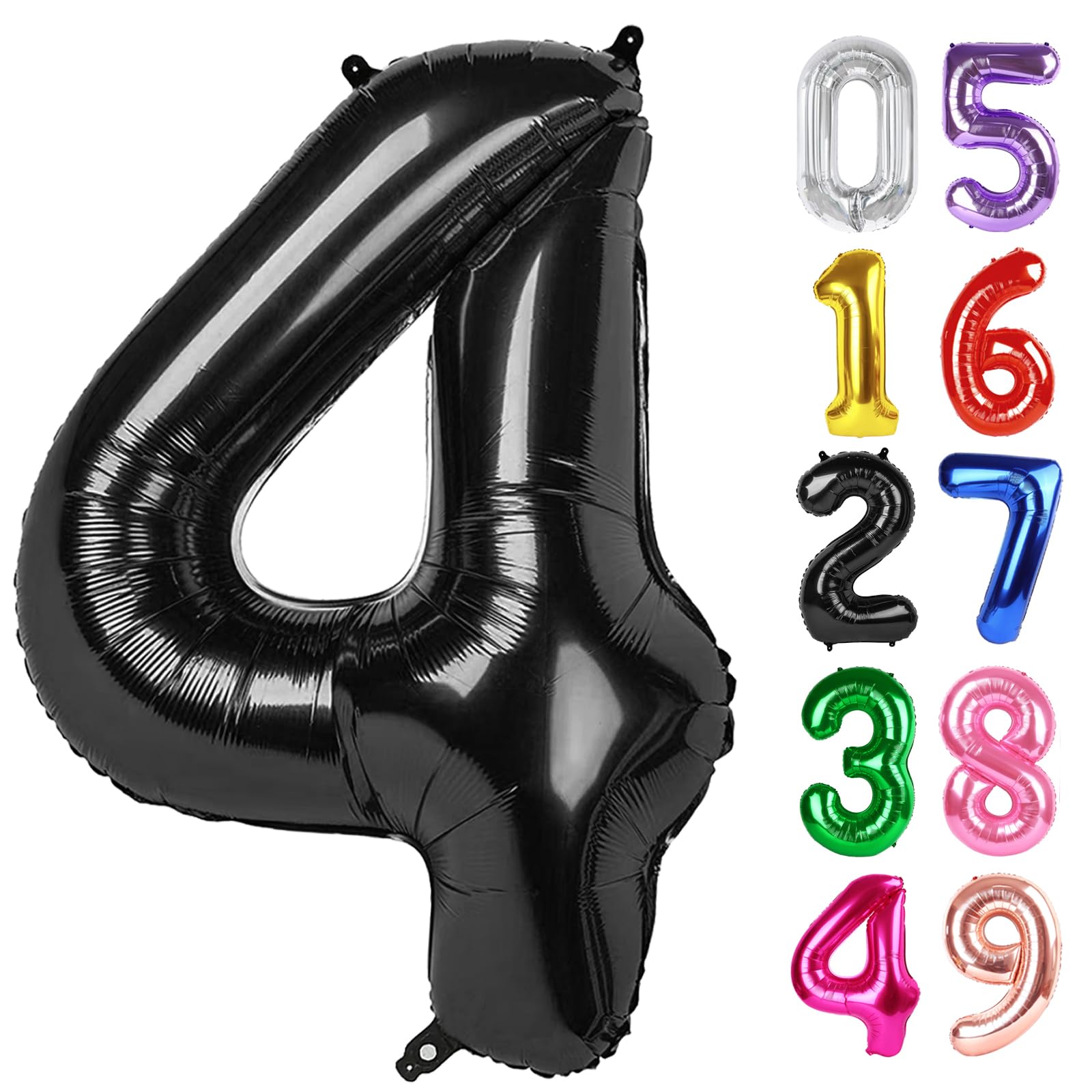 Black Number 4 Balloon 40 Inch, 4th Birthday Party Decorations Men Women
