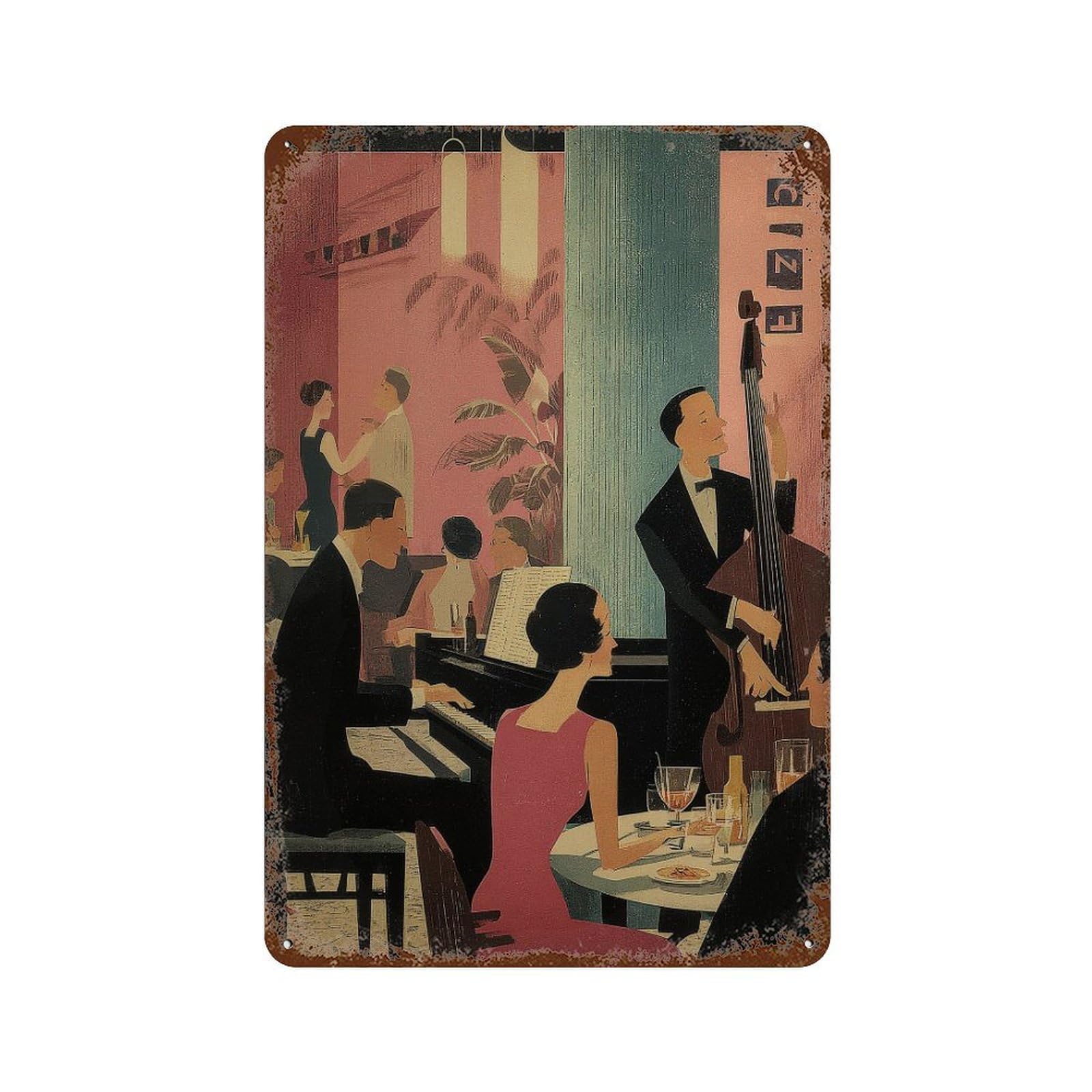 xiaoxiaoshen Jazz Club Scene. Mid Wall Decor Art Metal Tin Poster Modern Home Decor Art Home Bar Shop Decorations Vintage Sign 30x20cm