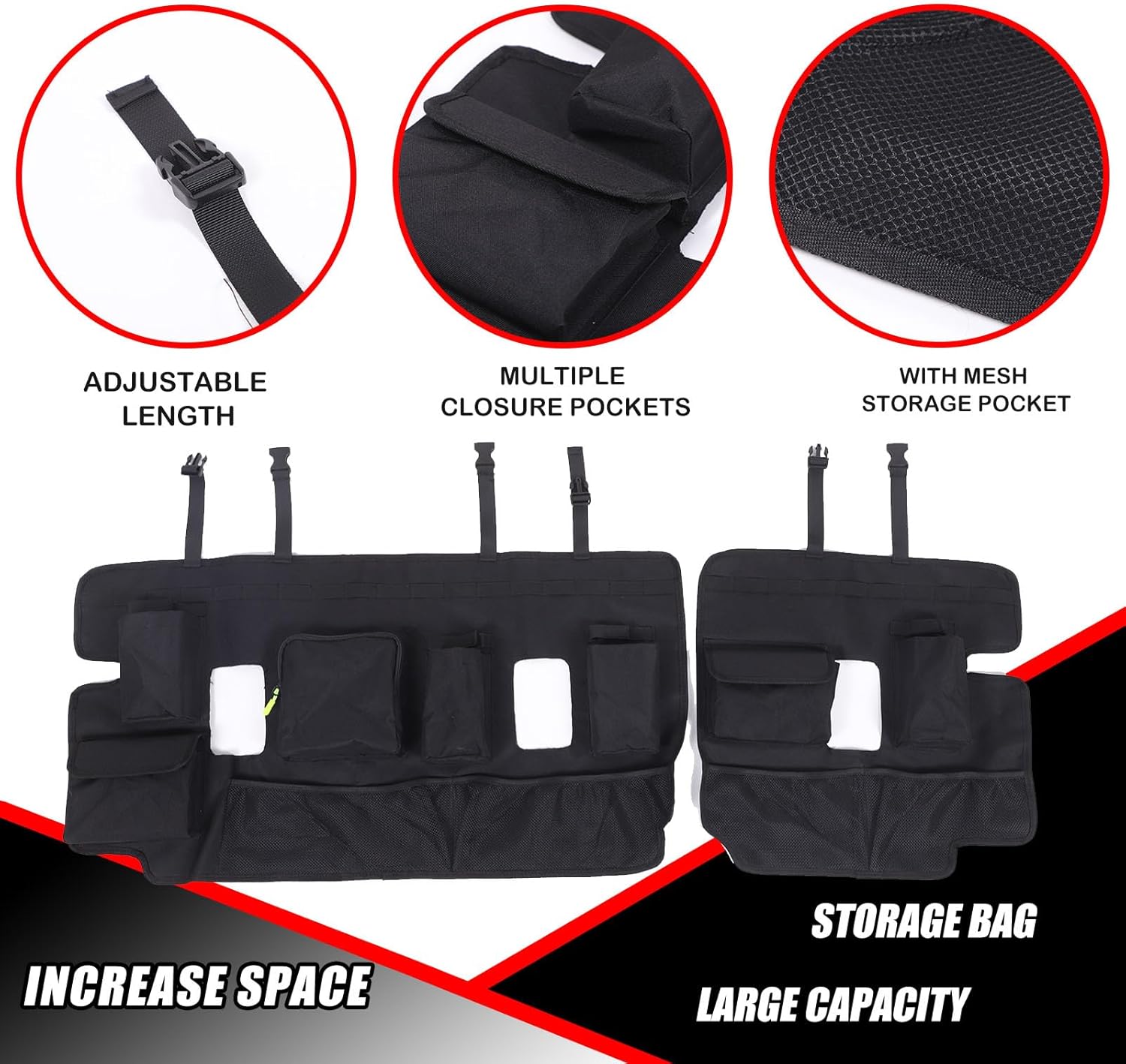 Yinanlutos Trunk Organizer Backseat Hanging Storage Bag Compatible with Hummer EV SUV 2024 2025 2026 Accessories Trunk Foldable Cargo Storage With 11 Pockets Accessories 2PCS