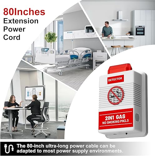 Miniatura 6 de Monitor inteligente de calidad del aire 2 en 1 con control remoto, detector de cigarrillos y PM2.5 para oficinaespacios públicos, sistema de alerta