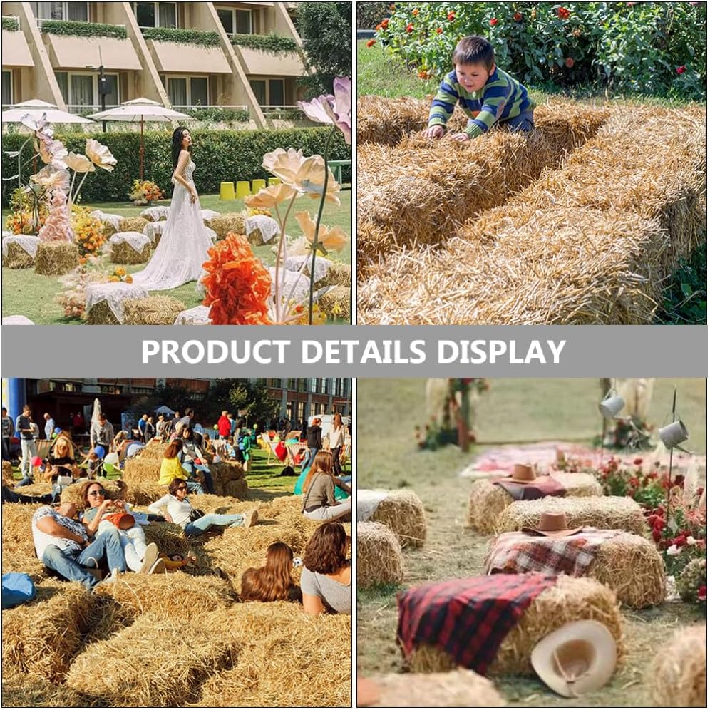 Kichvoe Straw Bales Decorative Props for Rustic Room Decor Wedding Decor Miniature Haystack Seating for Autumn Garden Atmosphere