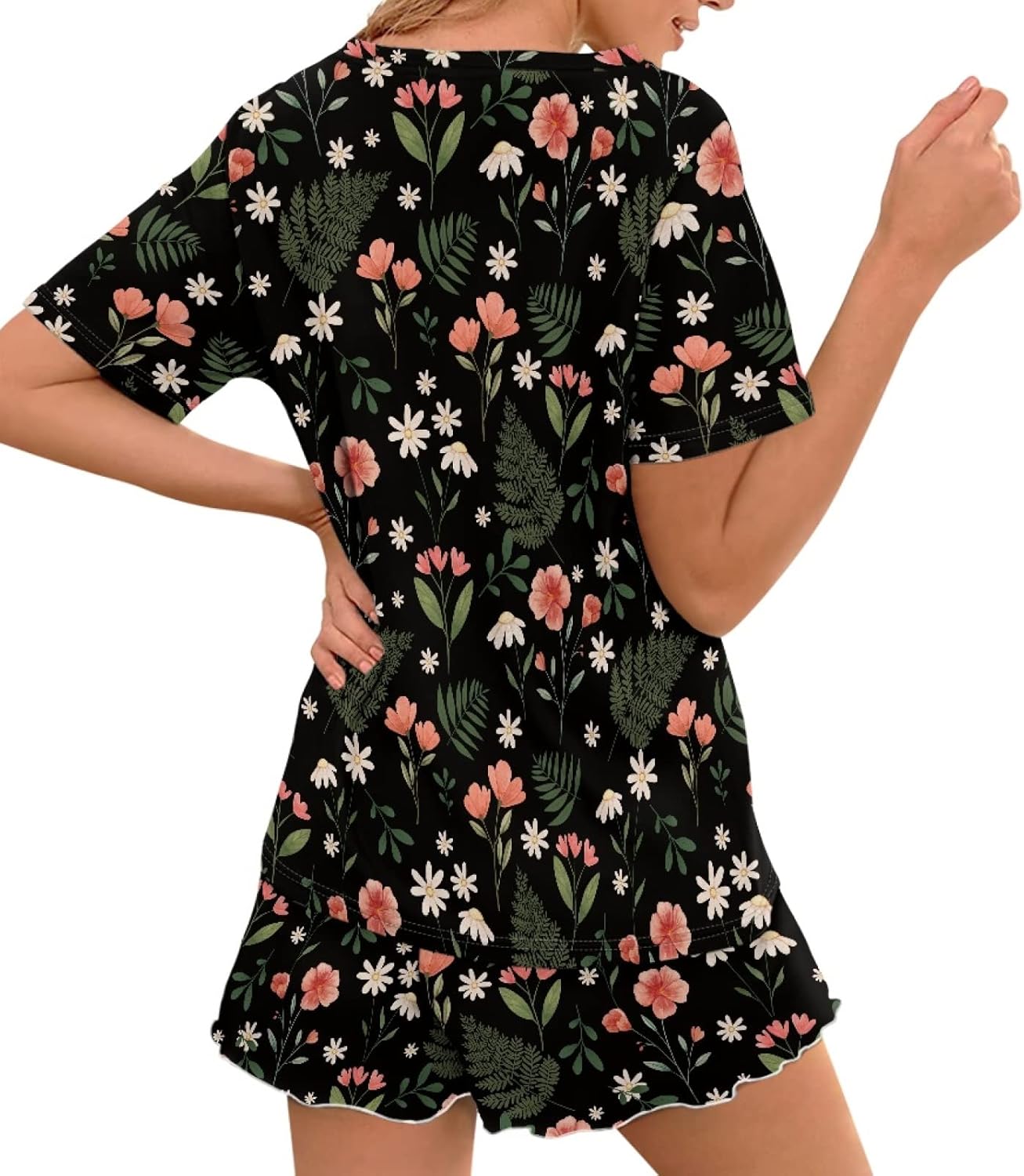 CLOHOMIN Women Pajamas for Summer Autumn Short Sleeve T Shirt and Pants