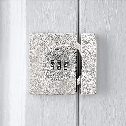 Miniatura 6 de Cerradura plateada para gabinete, contraseña de 3 dígitos sin llave, cerradura mecánica anti-forzado con contraseña, protege la privacidad, para
