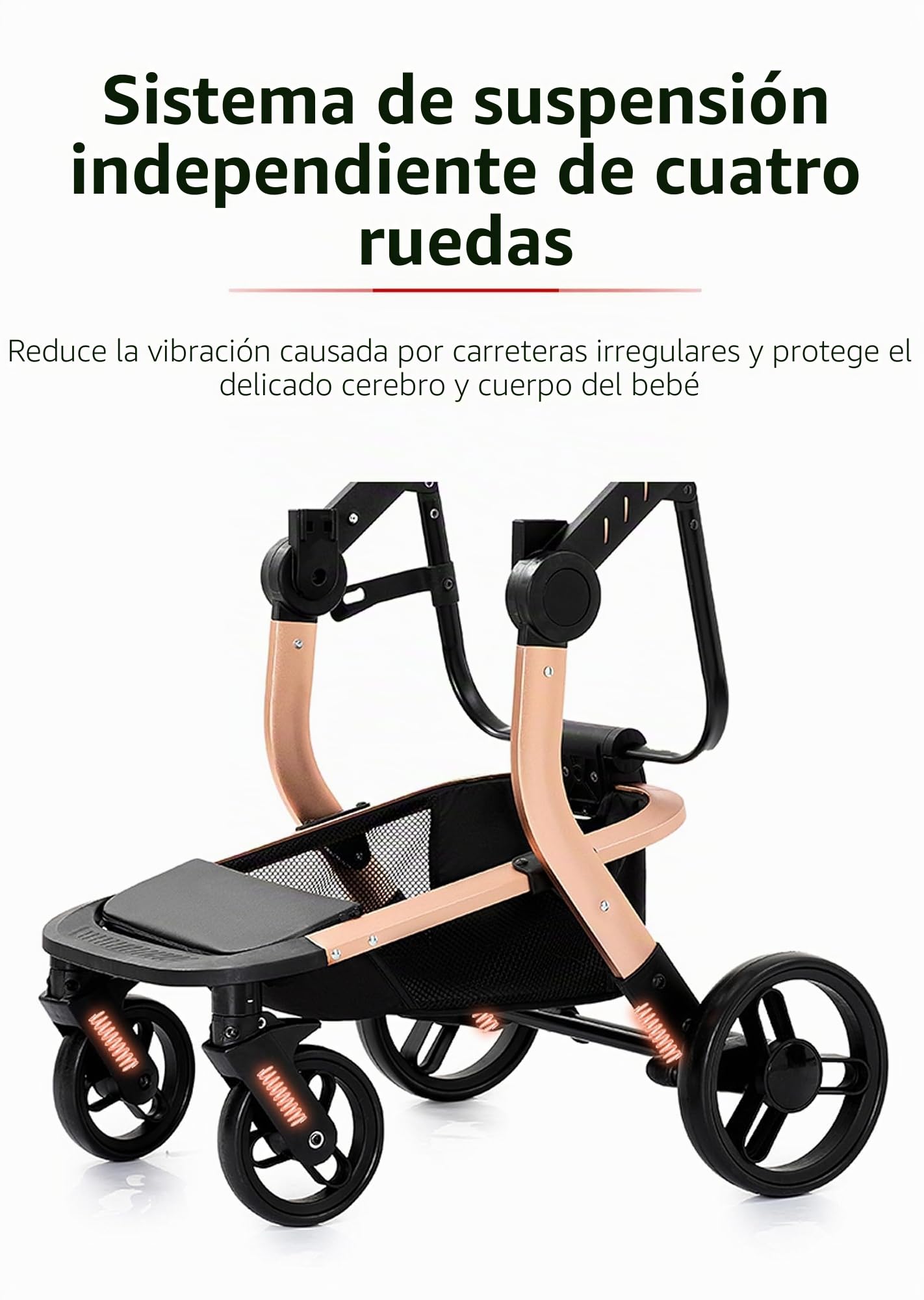 Nine point nine Cuero PU Carrito Bebe 3 en 1, Carricoche Bebe 3 Piezas con Capazo Cómodo, Carro bebé 3 Piezas Empuje Bidireccional Reversible, Cochecito bebé Marco Aleación Aluminio (L518 Black)