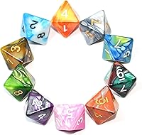Vista 10 de SmartDealsPro Paquete de 10 dados poliédricos multicolor D4 D6 D8 D10 D12 para juegos de mesa Dungeons and Dragons DND RPG MTG (doble color, D4)