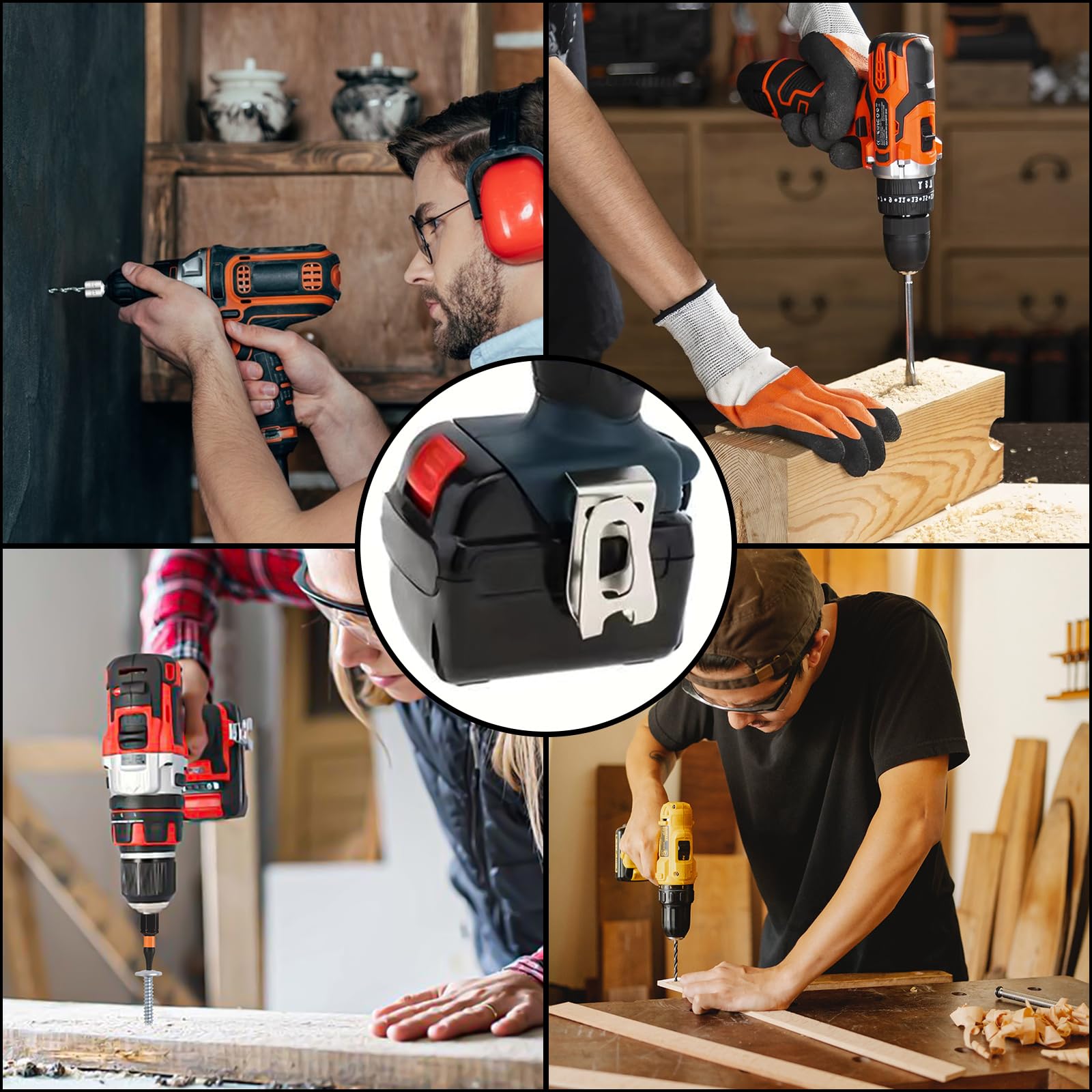Clips de Gancho para Cinturón de Taladro Eléctrico, 6Pcs Ganchos de Repuesto para Cinturón con Tornillos, Clip de Cinturón de Acero Inoxidable Compatible con Makita