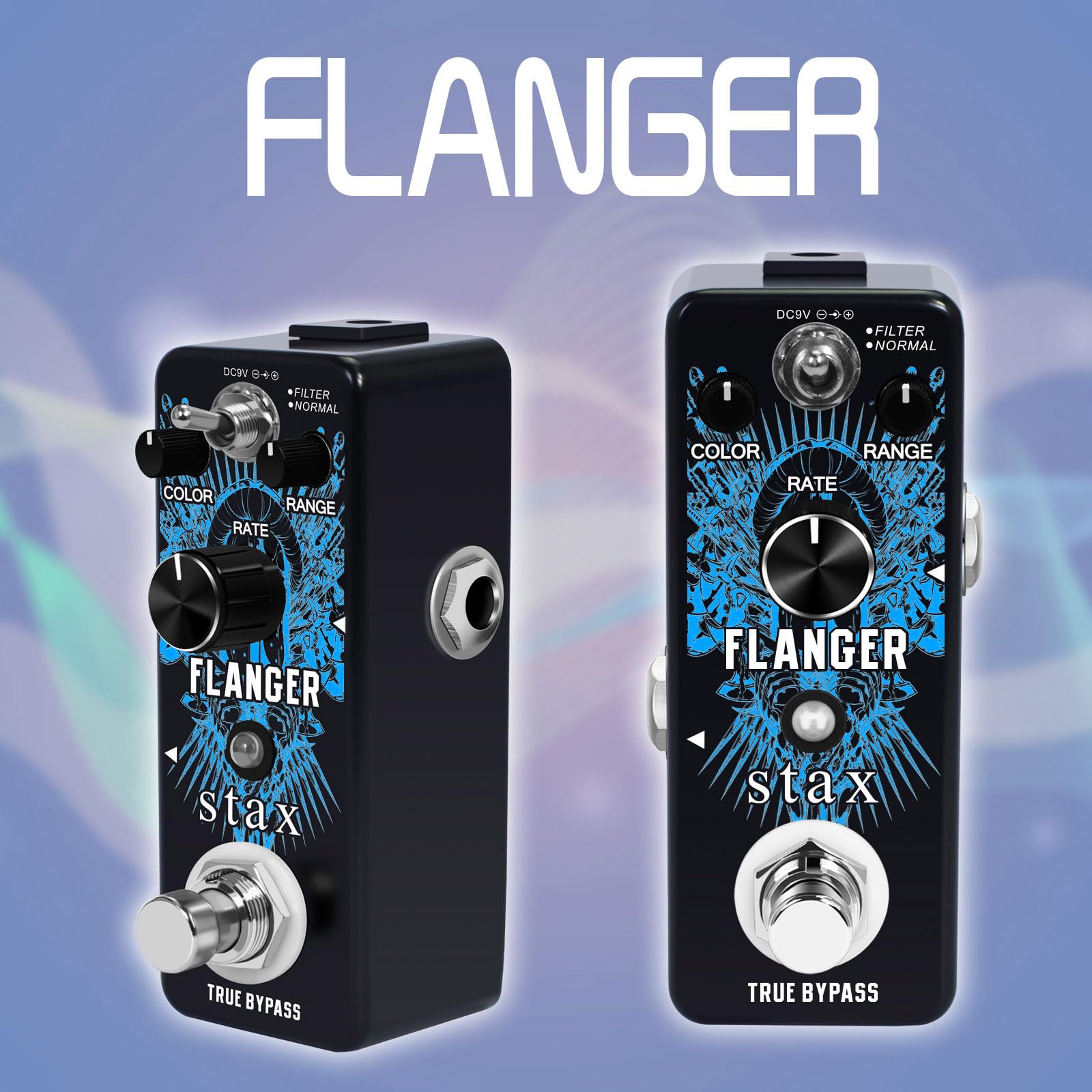 Stax Klassisches Analoges Flanger Gitarren-Effektpedal, mit Speziellem Vibrations-Rauscheffekt, Schwarz