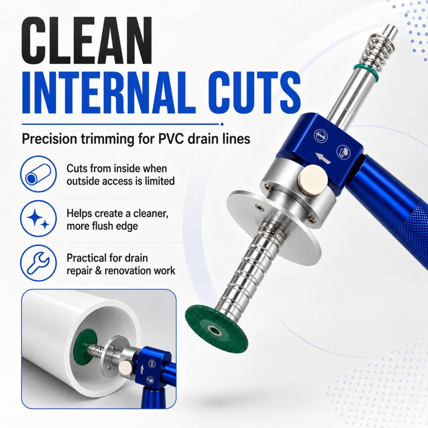 Cortatubos interiores de PVC con 4 discos de corte reemplazables de 40 mm
