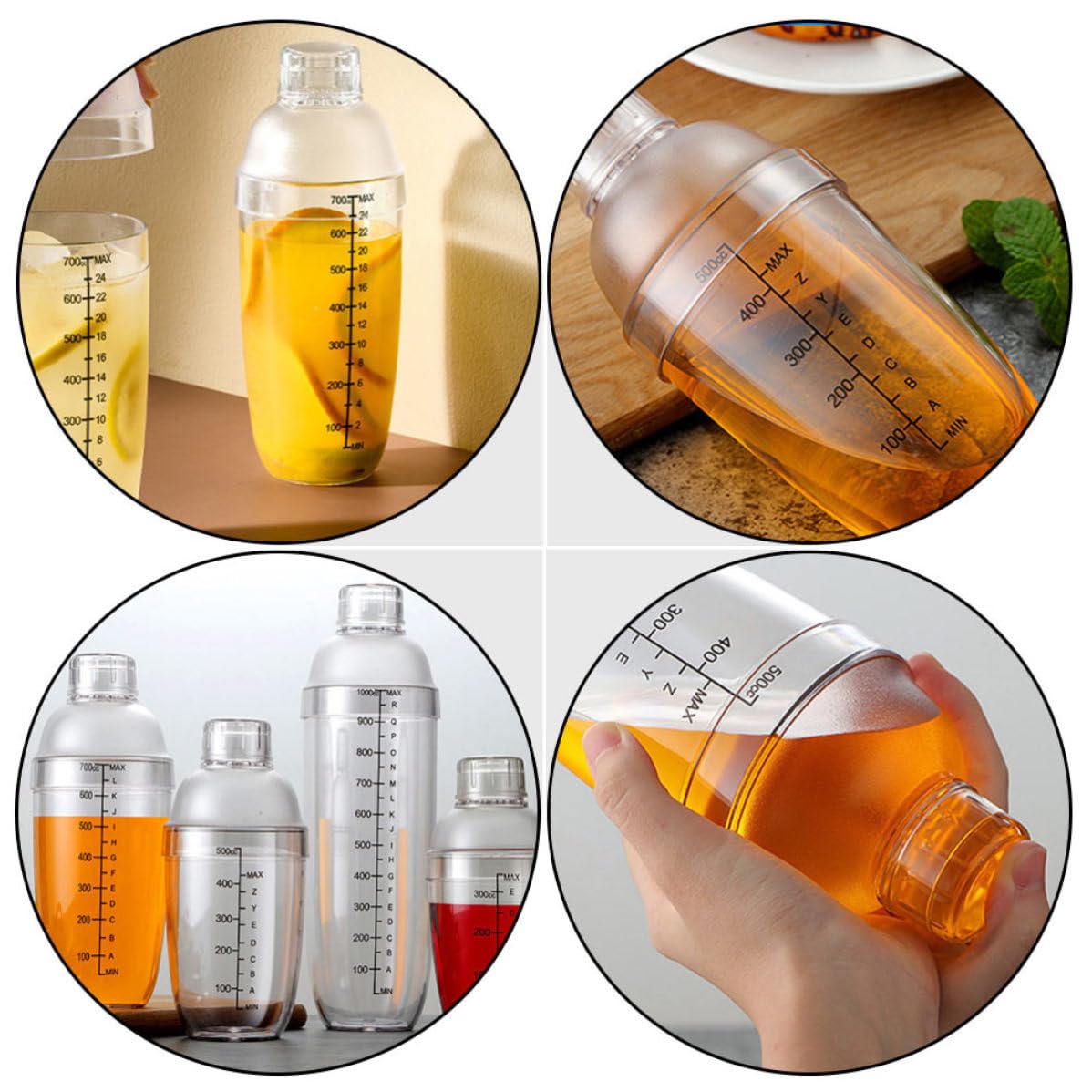 ibasenice Shaker à Cocktail en Plastique PC 1 Set 300-1000ml Étanche Résistant Chaud Froid pour Usage Quotidien Maison et Préparation Boissons