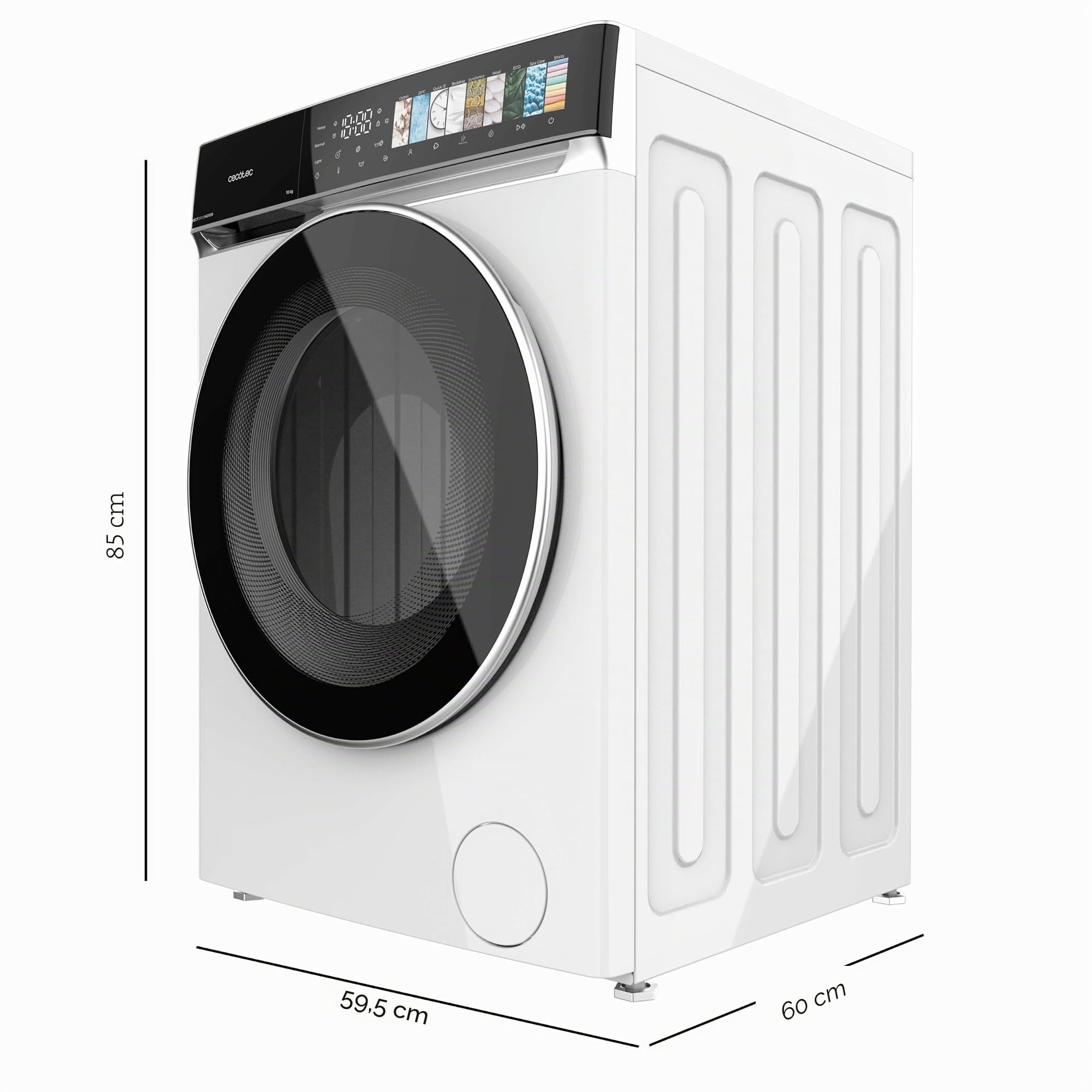 Cecotec Waschmaschine 10 kg Bolero DressCode 10970 Direct Drive | Energieklasse A, Direct Drive Motor, 1400 rpm, 11 Programme, FullColor-Display, SteamMax, Spa Care und XXL-Tür