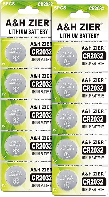 10Pcs 3V CR2032 Lithium Battery Button Coin Batteries for thermometer,Clocks, Watches, Calculators(2Pack)