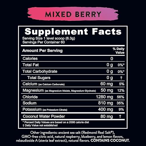 Miniatura 7 de Redmond Re-Lyte Mezcla de electrolitos de hidratación, bayas mixtas, paquete de 30 barras