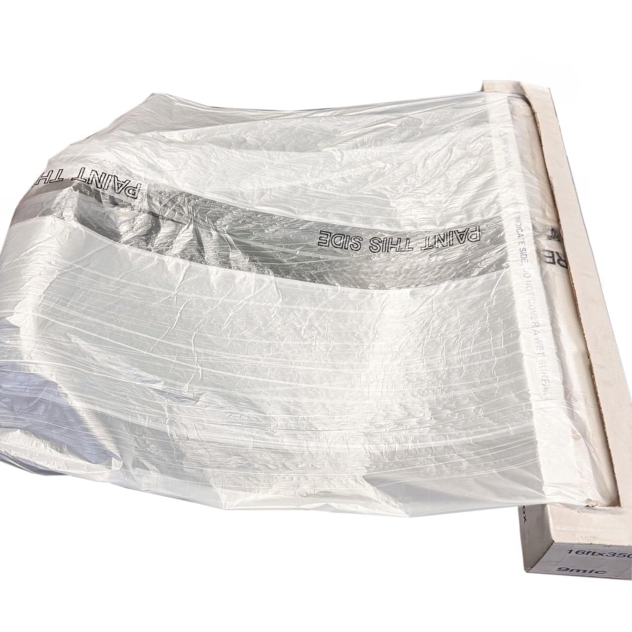 Tear Resistant Masking Film - 16 x 350ft, 9 Micron Extra Thin Plastic Sheeting for Painting | Lightweight Overspray Protection for Home & Professional Use