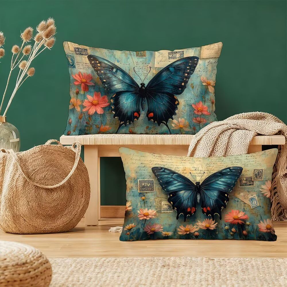 Coussin avec fermeture éclair invisible bleu pour déco salon et canapé