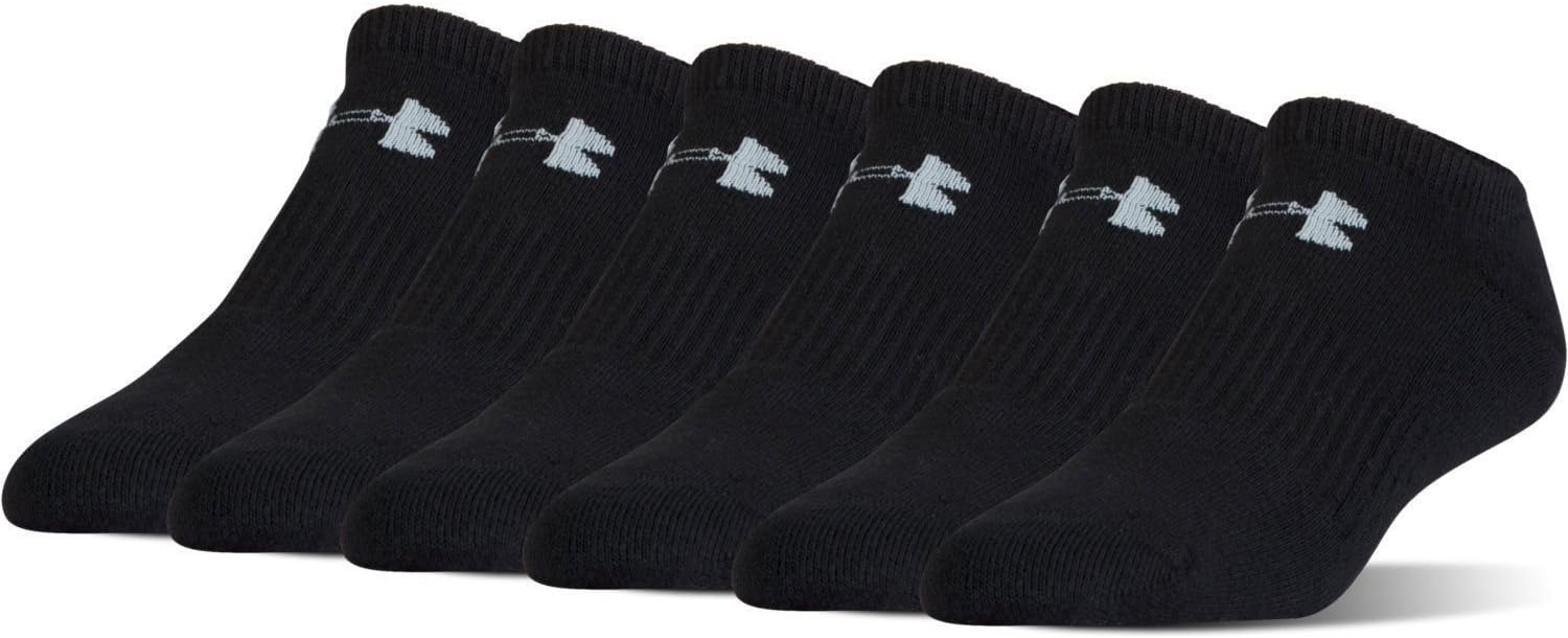 Under Armour Men`s HeatGear Performance Athletic No Show Socks, 6 Packs (Black (UR594-0999) / Anthracite/Black, Large (Men's 9-12.5))