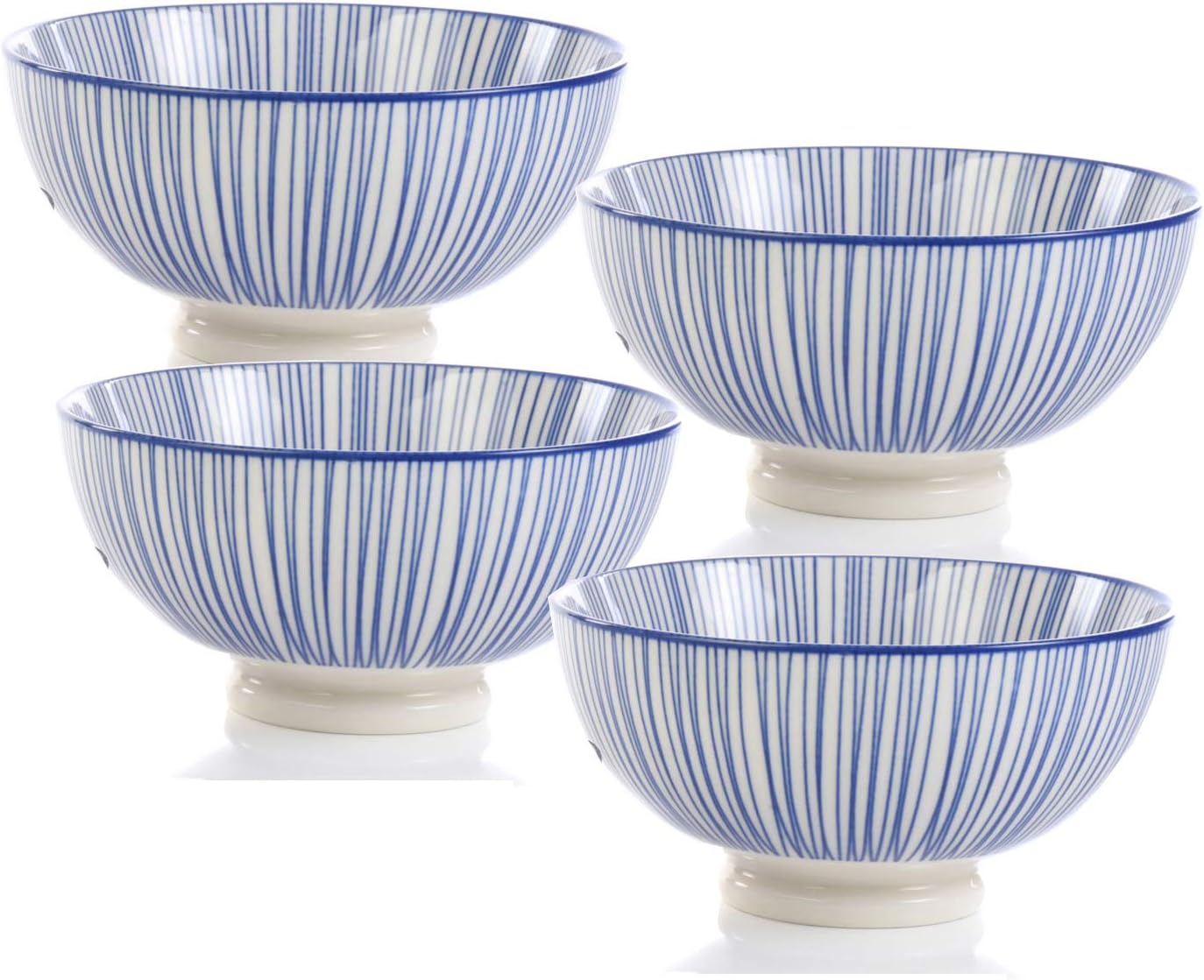 IMPULSE! Bali Porcelain Snack Bowls, Set of 4, 16oz - Dishwasher Safe, Medium 6.3'' H x 2.5''W- 16oz. - Ideal for Snacks, Fruit & Small Dessert Ceramic Bowl for Side Dishes