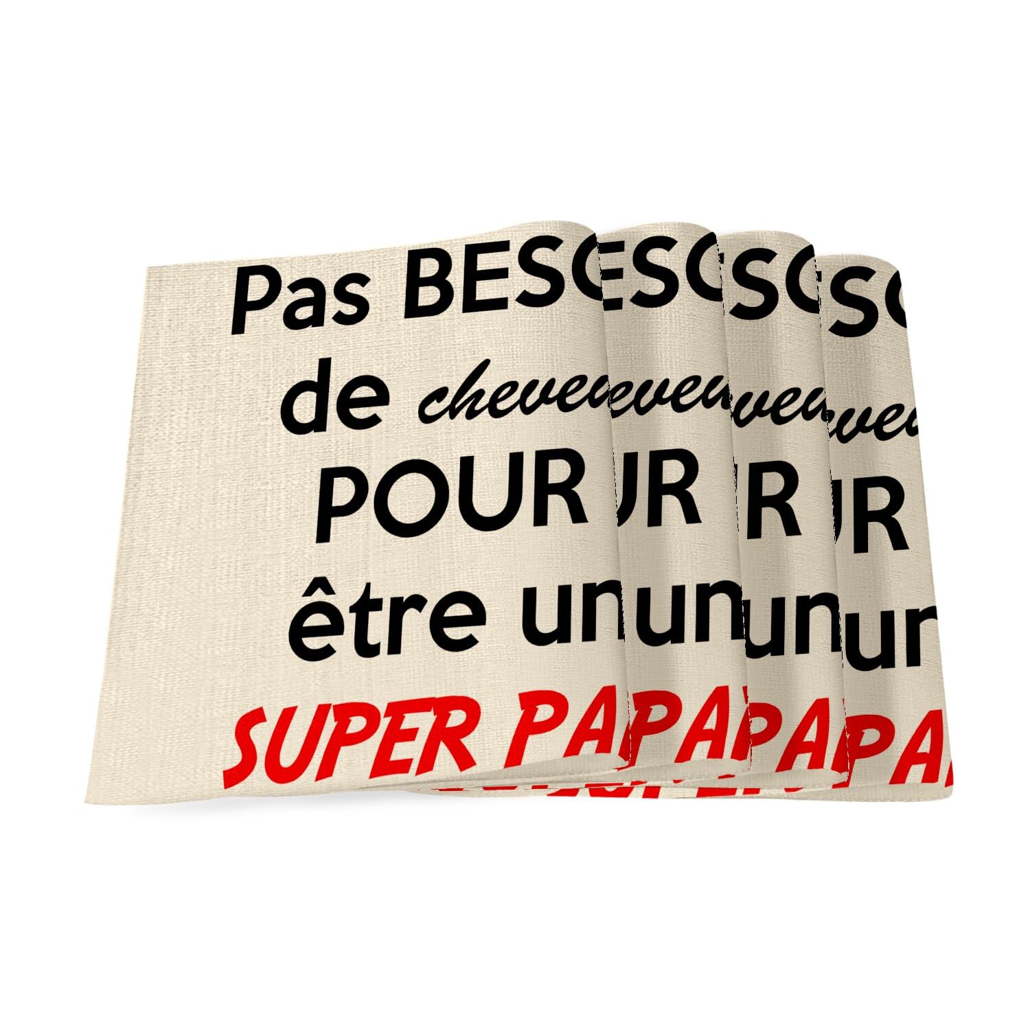 Set de table en lin cadeau papy chauve pour anniversaire et fête des grands-pères