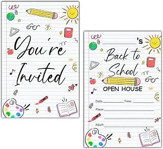 LyoGao Back to School Party Invitations - School Open House Invitations Back to School Party Fill in Invites Cards With Envelopes (20 Pack)