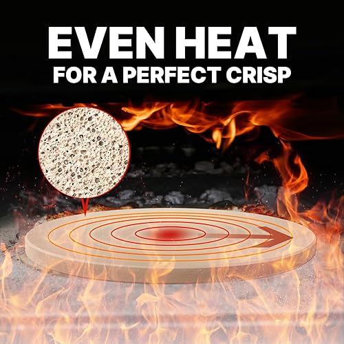 Miniatura 4 de Piedra redonda de pizza de cordierita de 14 pulgadas para hornear, acampar y cocinar al aire libre