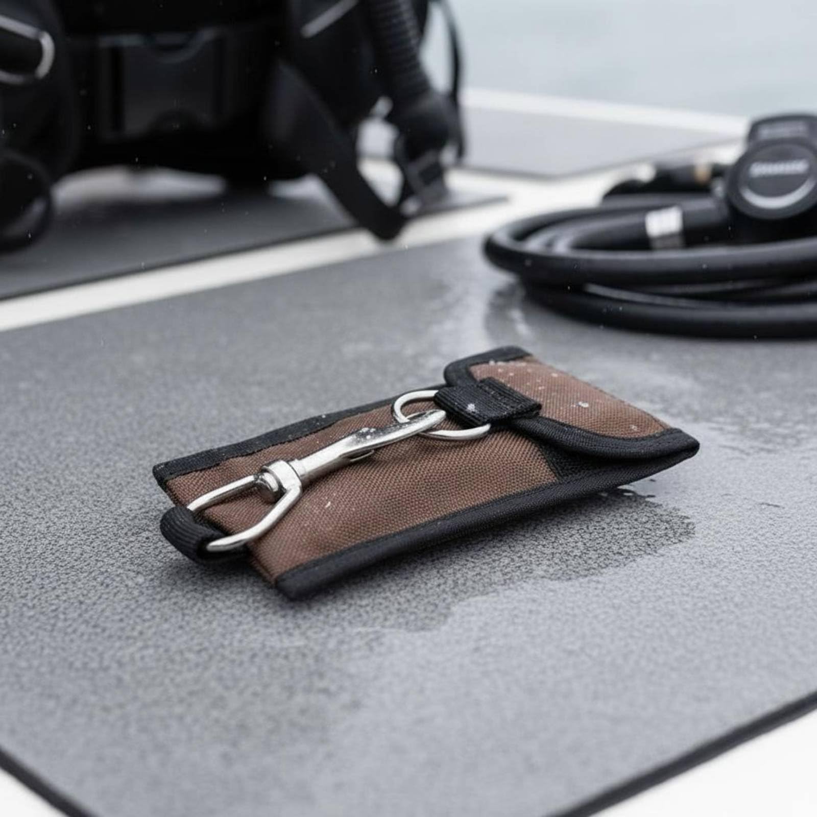 predolo BCD Strömungshaken inklusive Aufbewahrungstasche Riffhaken mit Gurtband und Tasche Schnellverschluss Riffhaken für Strömungstaucher, Strömungstauchen