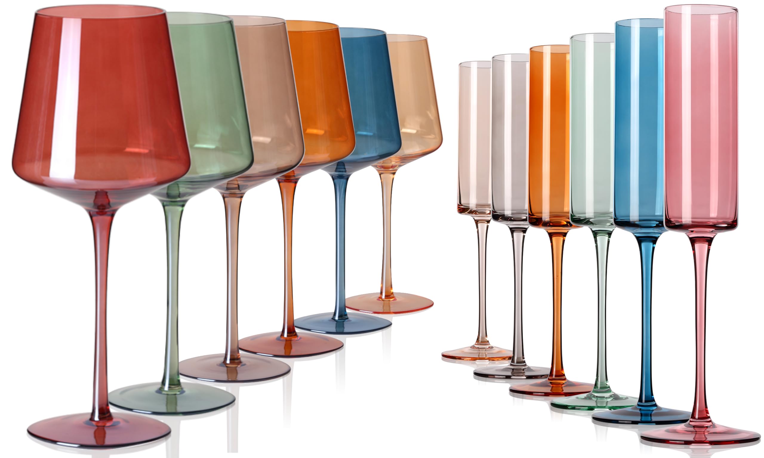 Amazon.com | comfit Colored Wine and Champagne Glass Set: Wine Glasses