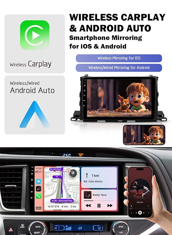 Reusup Android 13 Car Radio for 2014-2019 Toyota Highlander with Wireless Carplay & Android Auto, 10.2" Touch Screen Stereo, GPS, Radio, 6G RAM 128G ROM, Bluetooth 5.0, 5G WiFi/4G LTE by Reusup - Image 5