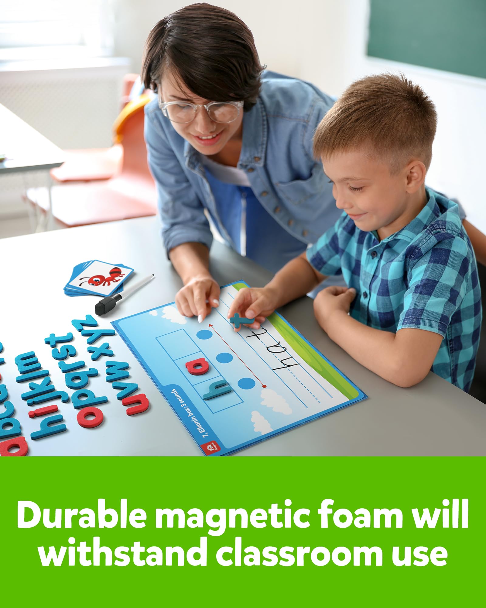 Coogam Preschool Alphabet Learning Playset, Magnetische Buchstaben Matching Spiel, Bildungsabc-Erkennung mit 6 Aktivitätskarten, Phonische Manipulative Autismus Spielzeug für Kinder im Alter von 3+