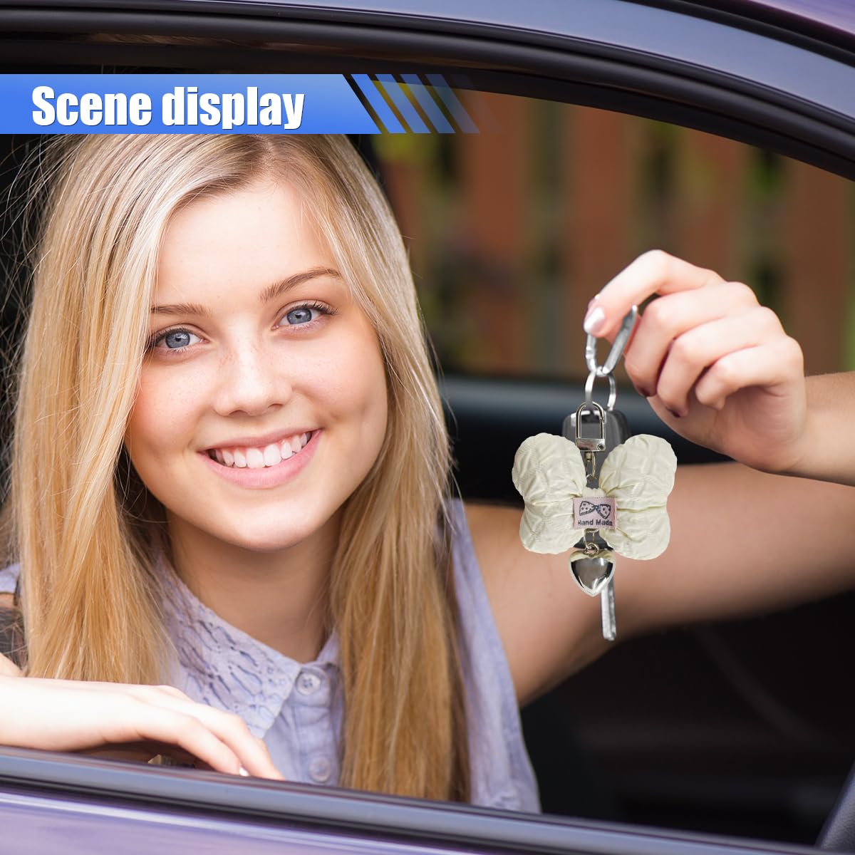 Cute Bow Keychain for Women Girls Coquette Bow Keychains Accessories Car Key Tag Key Ring Aesthetic Bowknot Heart — view 4