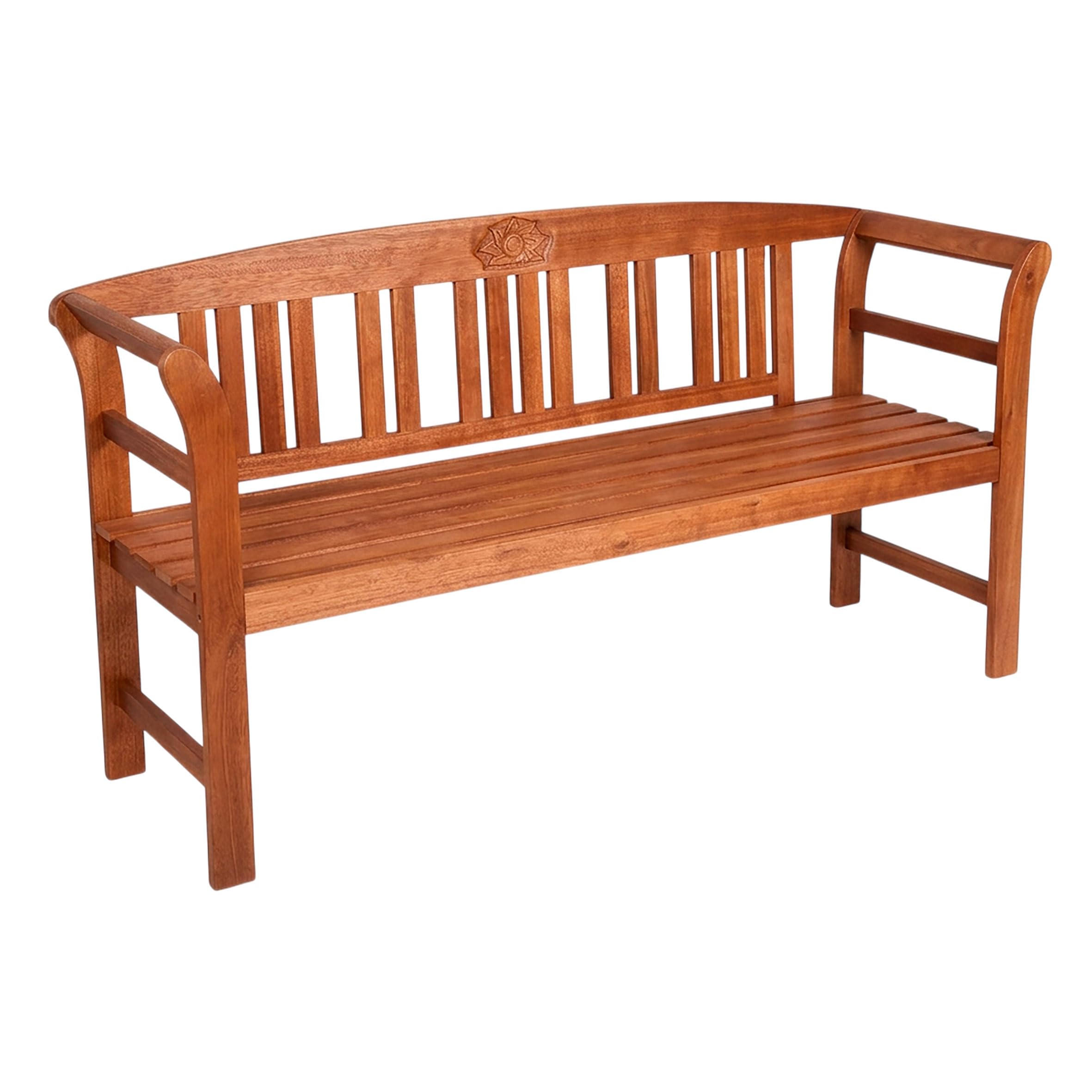 Spetebo Eukalyptus Gartenbank 3-Sitzer 157 x 82 cm | FSC Massivholz Bank für 3 Personen für Terrasse Balkon Garten, Hartholz Sitzbank geölt