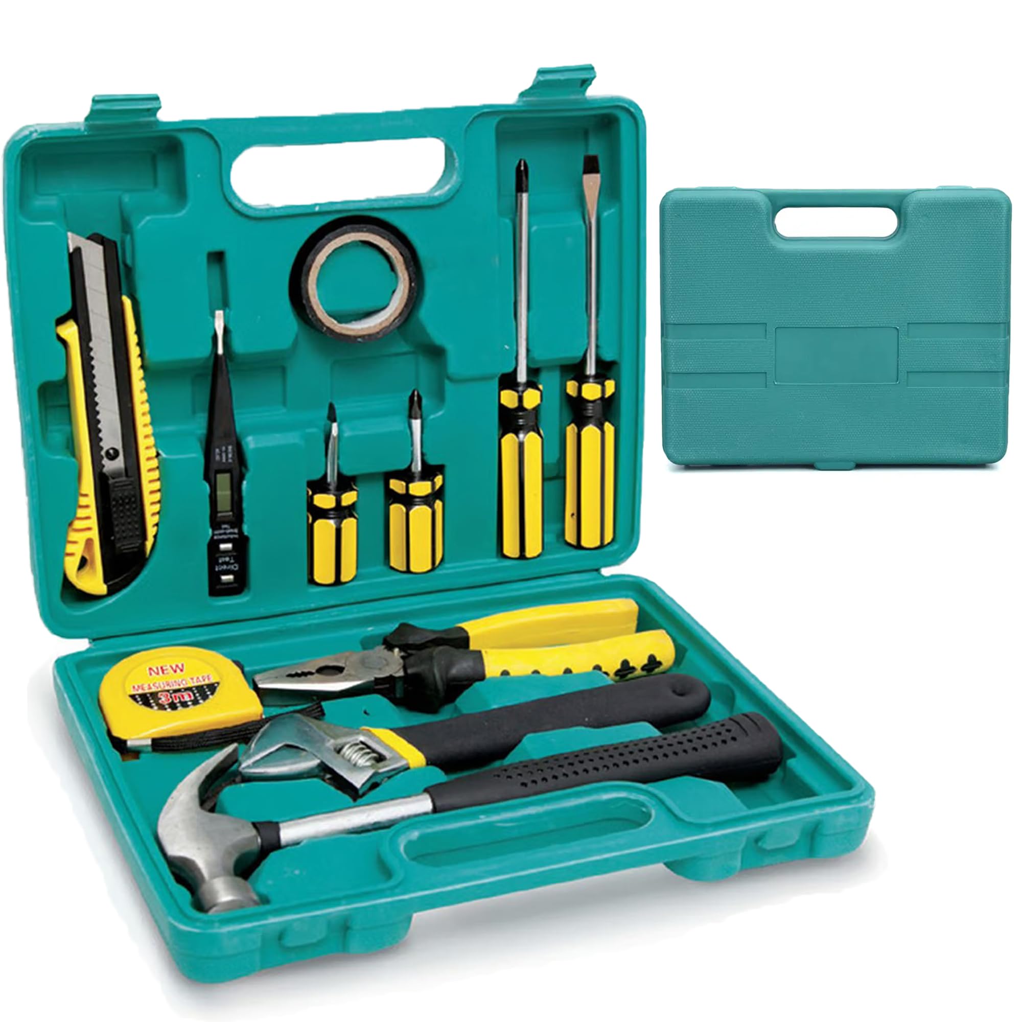 Kliffoo 12 in 1 Hand Tool Kit Set for Home Use, Electrical Repair Tool Kit,Hand Tool Kit for Household DIY & Emergency Maintenance,Includes Screwdriver, Wrench, Hammer, Measuring Tape, Cutter & Plier (B0BLSZ4KR9) Amazon Price History, Amazon Price Tracker