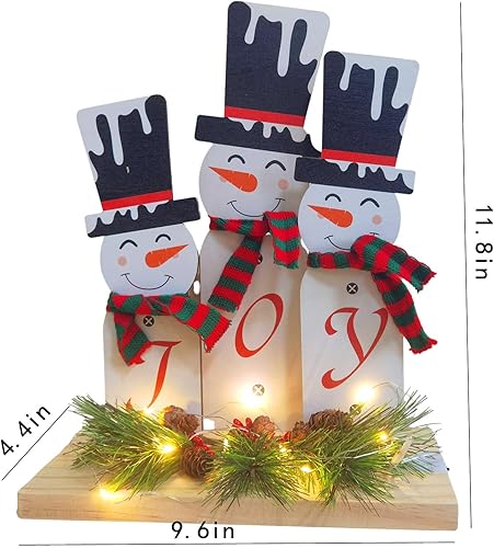 Miniatura 3 de Decoración de muñeco de nieve de madera, centros de mesa de Navidad para decoración de mesa central, decoración interior de invierno, hogar,