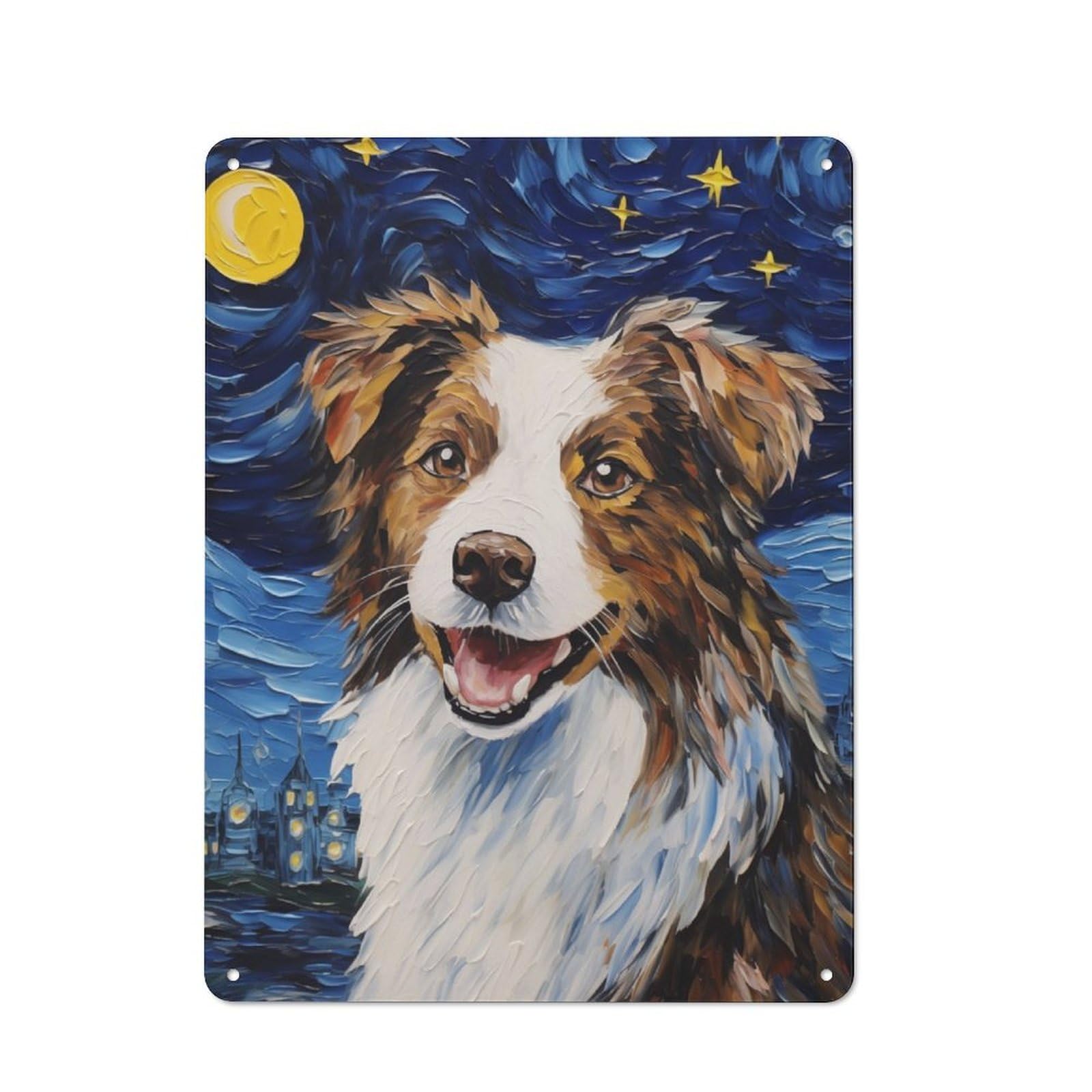 Junmoney Australian Shepherd Vintage Metal Wall Sign 40X30cm For Studio Or Craft Room, For Vintage Wall Decor Fans, For Metal Sign Collectors