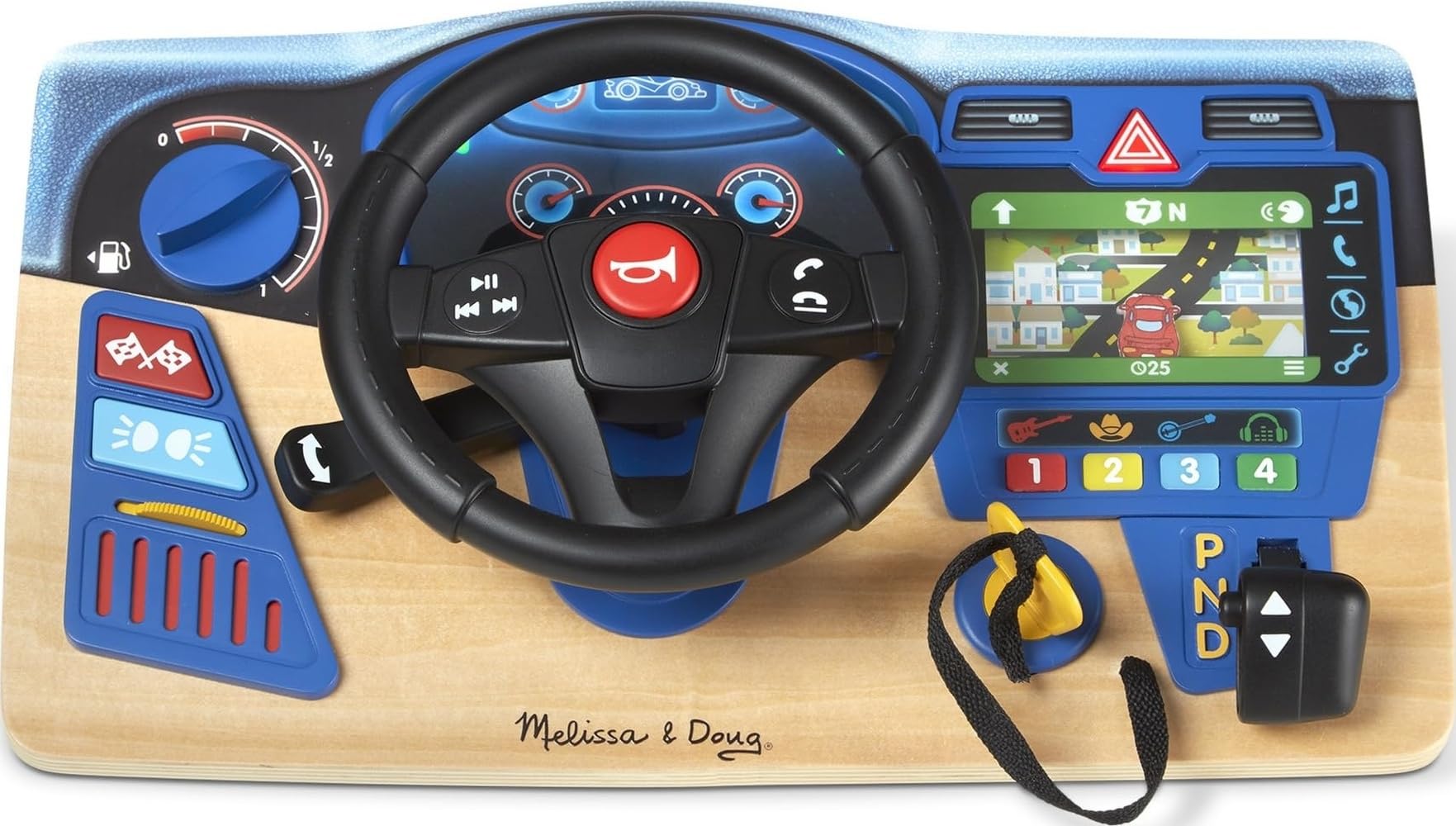 Melissa & Doug Vroom & Zoom Interactive Wooden Dashboard Racing Car Steering Wheel Toy Lights & Sounds Preschool Learning Toys for Girls & Boys 3 FSC Certified product thumbnail 3
