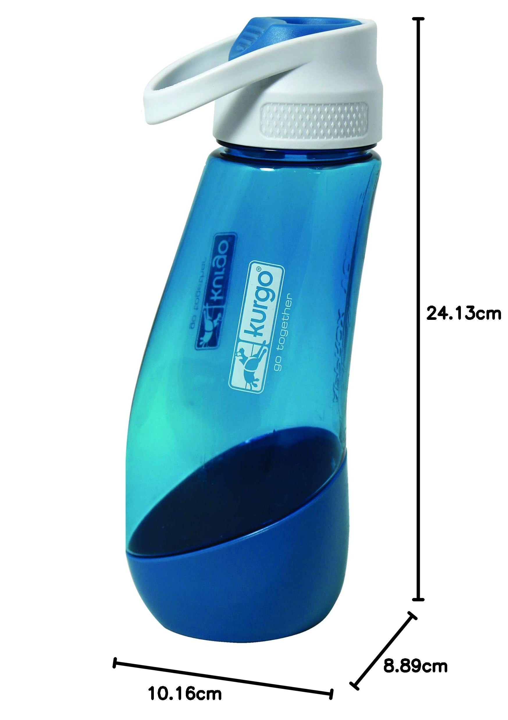 Kurgo Butelka na wodę z tykwą i miska, 2 w 1, podróżna butelka na wodę dla psa, zdejmowana miska, bez BPA, pojemność 750 ml, niebieska (Coastal Blue)