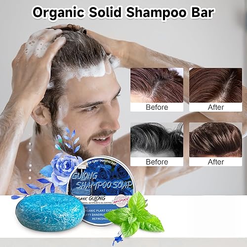 Miniatura 3 de Cologne - Barra de champú, paquete de 2 barras de champú sólido para hombres, limpieza profunda y nutritiva raíces del cabello, eliminación de caspa