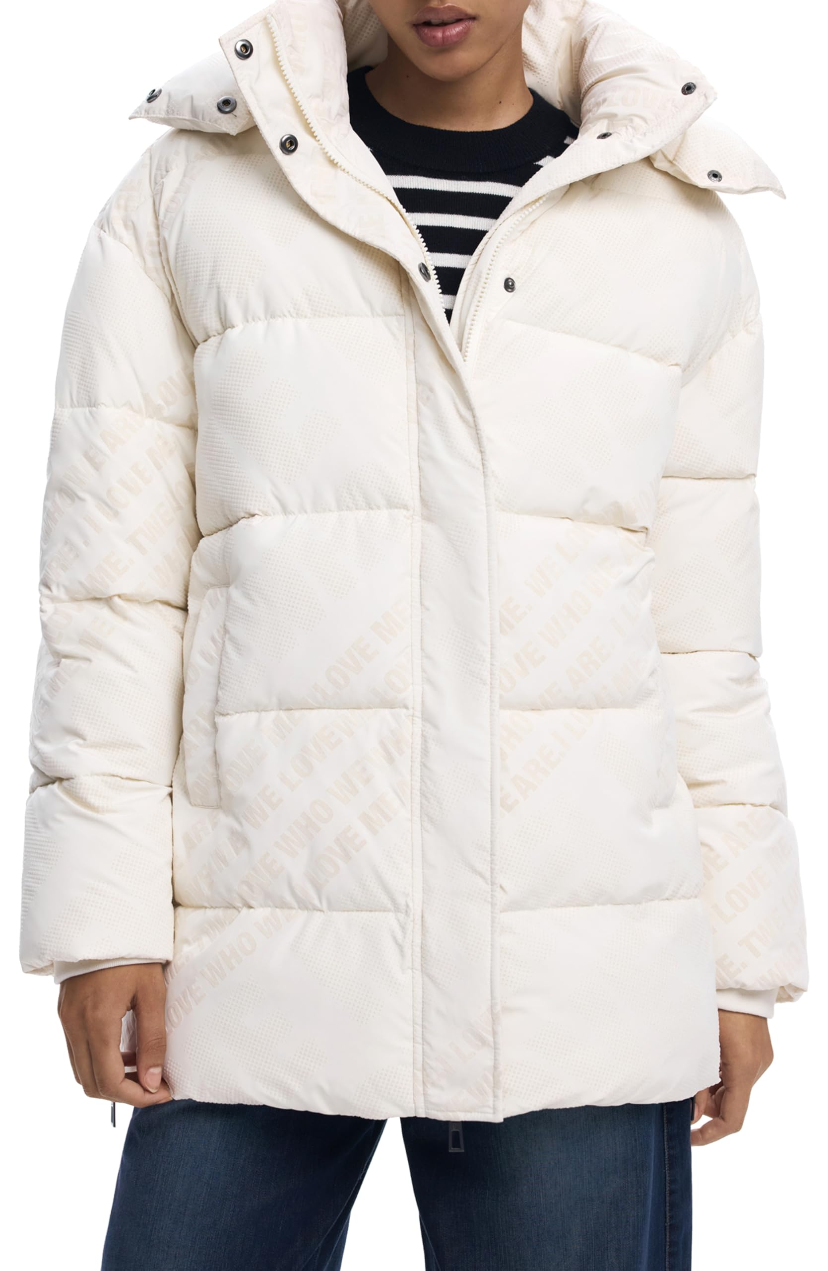 Desigual Padded_Cadera_Flock Watch, Blanco, XL Women's