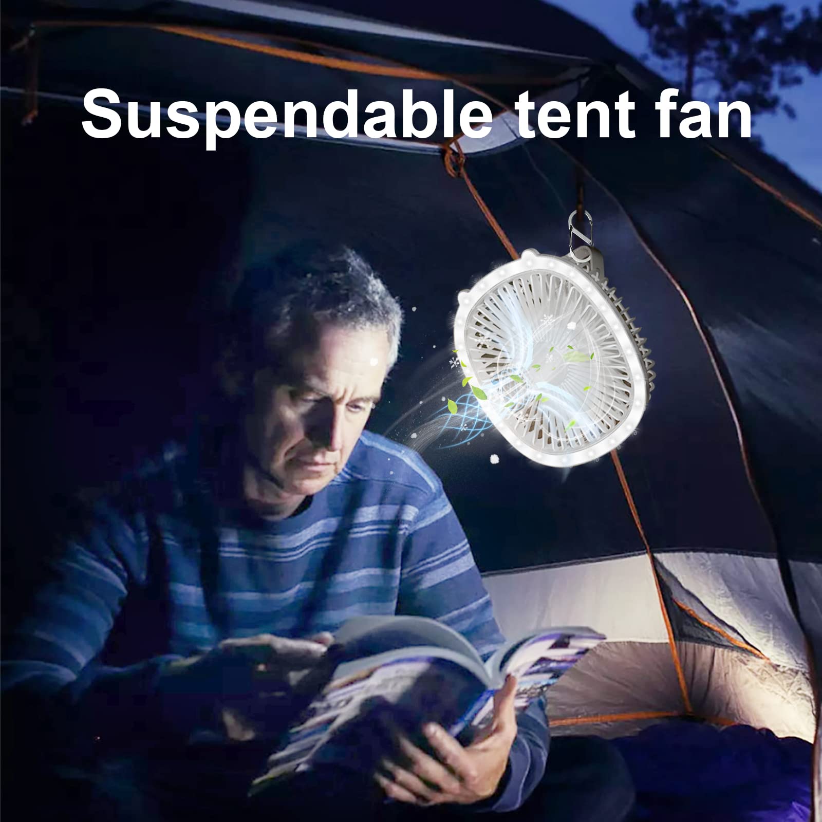 Ventilateur Portable USB Silencieux Techstuph - 3 Vitesses, Lumière Changeante, Idéal Bureau Et Camping