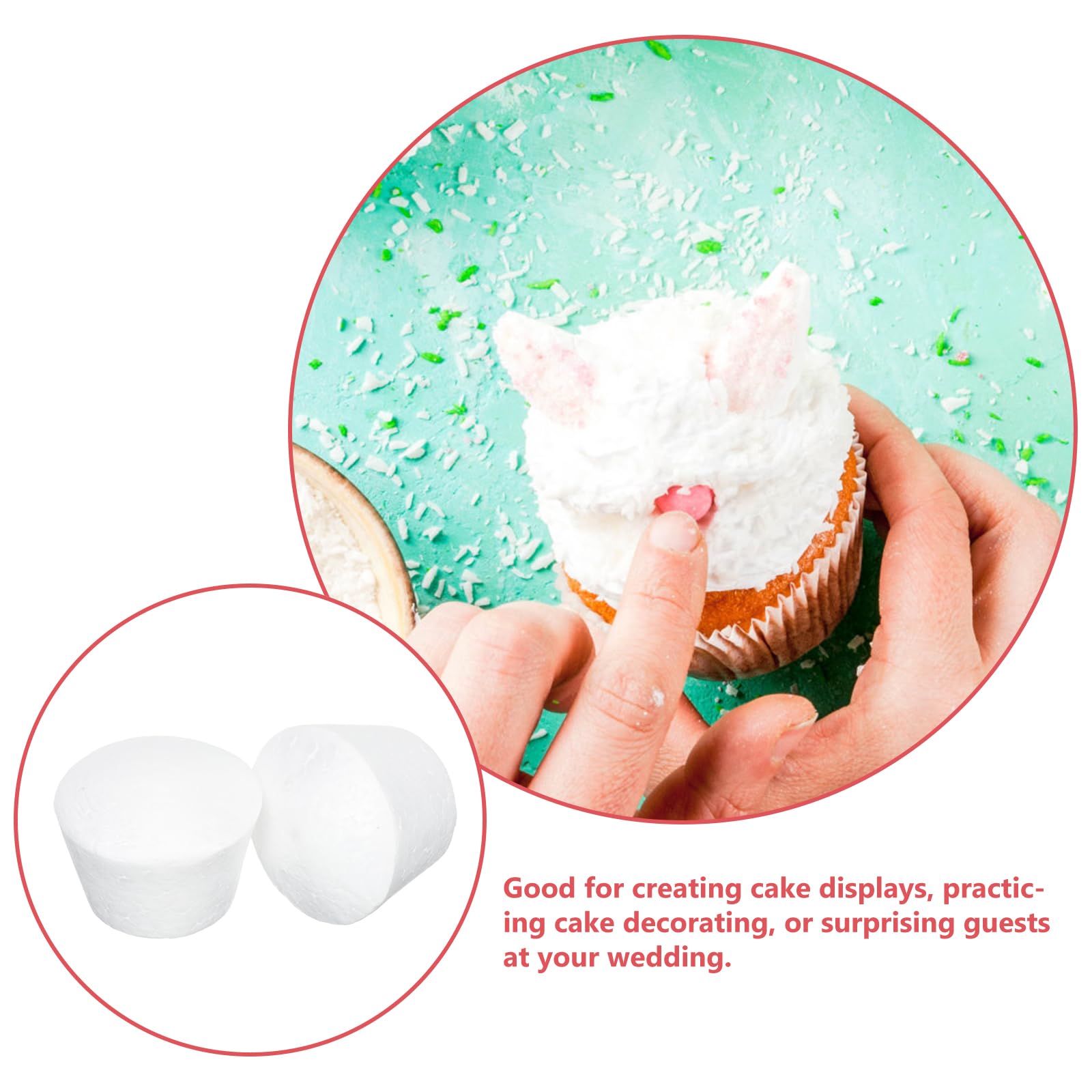 Operitacx Foam Cake Models 2.56 Inch Reusable Polystyrene Cupcake Dummies for DIY Decorating Practice Wedding Display and Party Decoration - Image 3