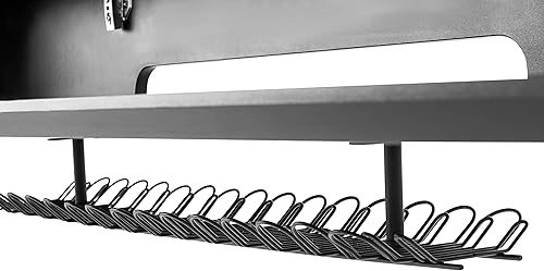 Vista 46 de Gator Frameworks Elite Series - Escritorio con teclado de 61 notas con diseño abatible y paso de cable trasero, acabado gris madera flotante