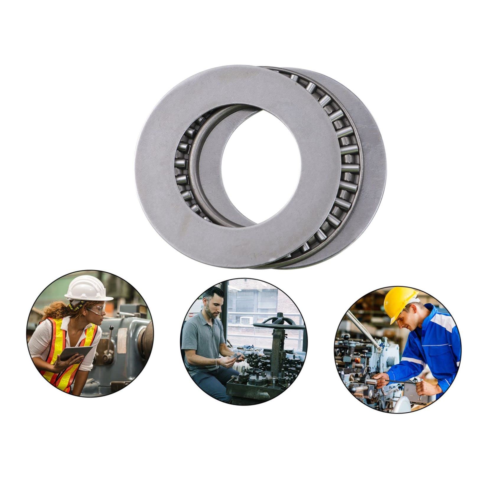 OUNONA 5 Pcs Flat Roller Thrust Needle Bearing Needle Thrust Bearing Needle Bearing Washer Single Direction Thrust Bearing Washers Axial Roller Silver High Temperature Bearing Steel