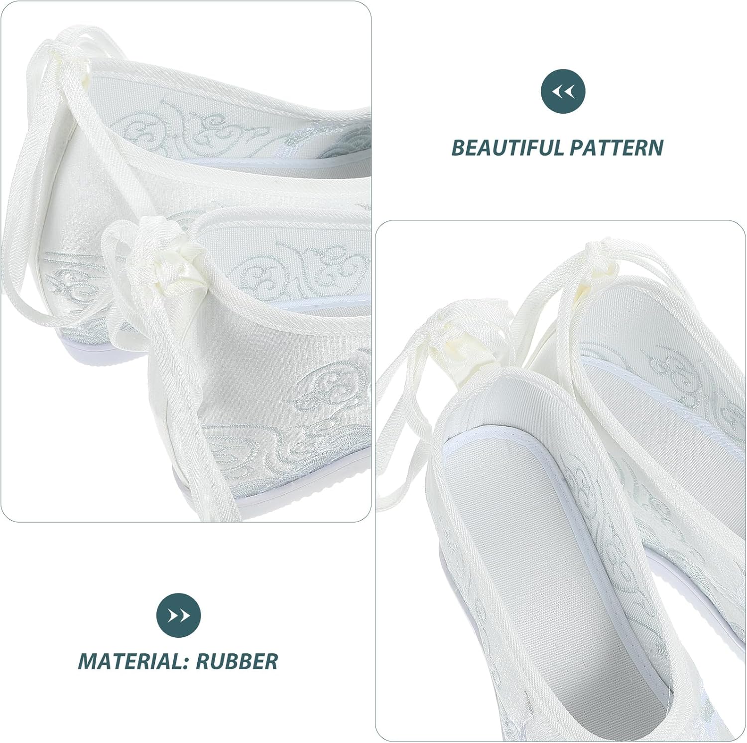 Holibanna Hanfu Shoes for Women Embroidered Flat Heel Breathable Cloth Footwear Traditional Chinese Style for Cosplay Festival Wear White